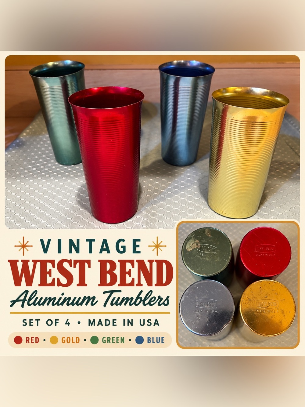 Vintage West Bend Aluminum Tumblers – Set of 4 – $25